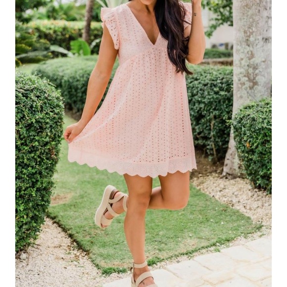 Pink Lily Other - You Found My Heart Blush Lace Romper